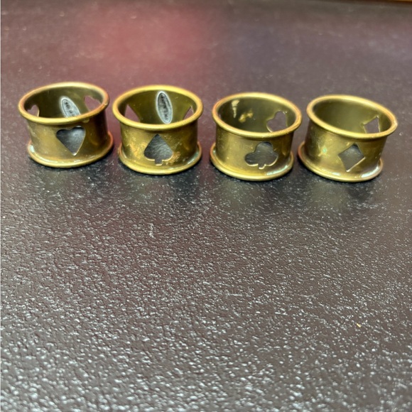 Jewelry - Vintage brass Card Suit Napkin Rings